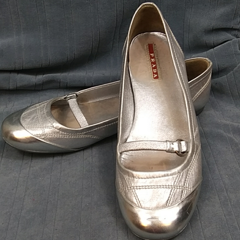 Prada Silver Flats